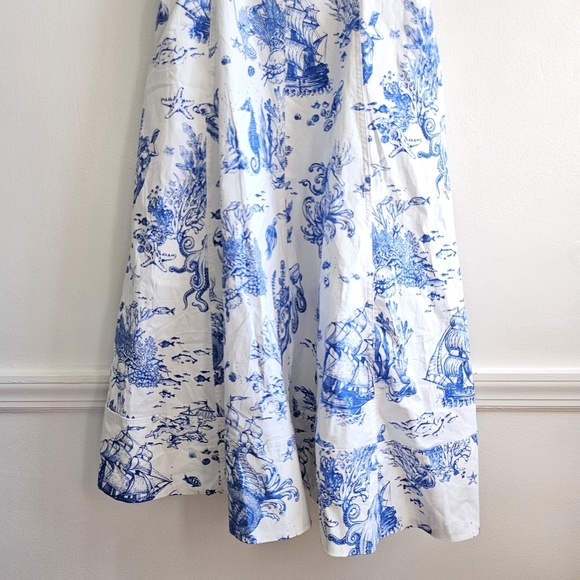 New AVEC LES FILLES Toile Nautical Print Cotton Blend Midi Dress NWT Size 6 - Picture 11 of 17